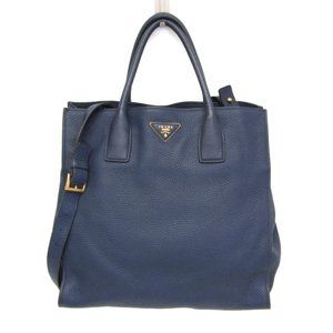 PRADA Navy Leather Shoulder Bag